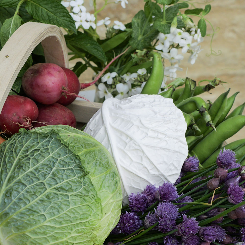 Ensaladera de Col Savoy expuesta en Daylesford Organic UK